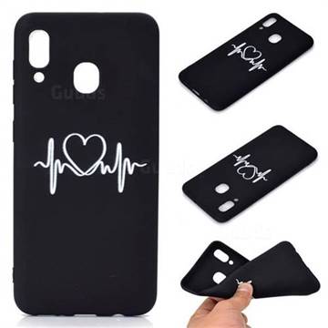 Heart Radio Wave Chalk Drawing Matte Black TPU Phone Cover for Samsung Galaxy A30