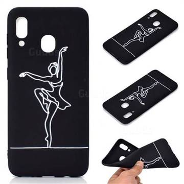 Dancer Chalk Drawing Matte Black TPU Phone Cover for Samsung Galaxy A30