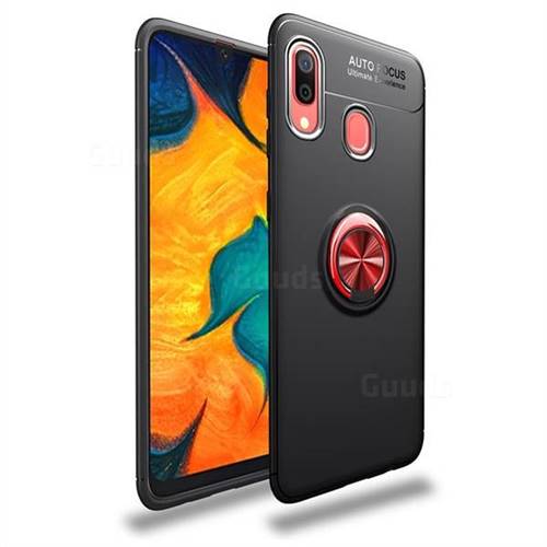Auto Focus Invisible Ring Holder Soft Phone Case for Samsung Galaxy A30 - Black Red