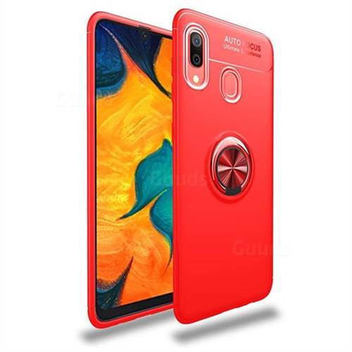 Auto Focus Invisible Ring Holder Soft Phone Case for Samsung Galaxy A30 - Red