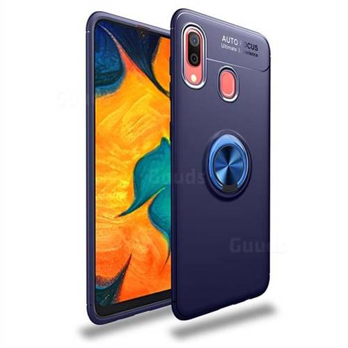 Auto Focus Invisible Ring Holder Soft Phone Case for Samsung Galaxy A30 - Blue