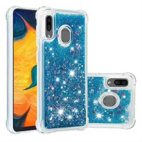 Dynamic Liquid Glitter Sand Quicksand TPU Case for Samsung Galaxy A30 - Blue Love Heart