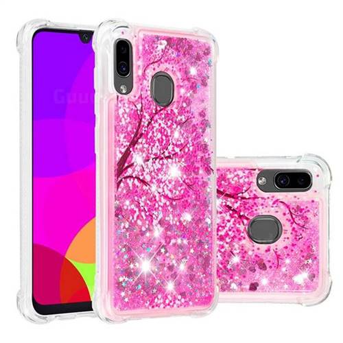 Pink Cherry Blossom Dynamic Liquid Glitter Sand Quicksand Star TPU Case for Samsung Galaxy A30