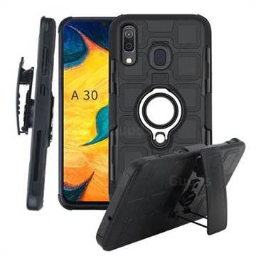 3 in 1 PC + Silicone Leather Phone Case for Samsung Galaxy A30 - Black
