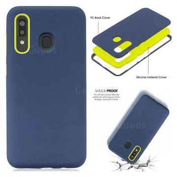 Matte PC + Silicone Shockproof Phone Back Cover Case for Samsung Galaxy A30 - Dark Blue