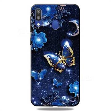Phnom Penh Butterfly 3D Embossed Relief Black TPU Cell Phone Back Cover for Samsung Galaxy A30