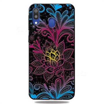 Colorful Lace 3D Embossed Relief Black TPU Cell Phone Back Cover for Samsung Galaxy A30