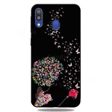 Corolla Girl 3D Embossed Relief Black TPU Cell Phone Back Cover for Samsung Galaxy A30