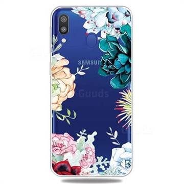 Gem Flower Clear Varnish Soft Phone Back Cover for Samsung Galaxy A30