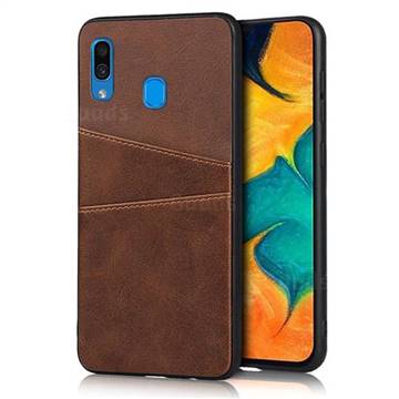 Simple Calf Card Slots Mobile Phone Back Cover for Samsung Galaxy A30 - Coffee