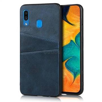 Simple Calf Card Slots Mobile Phone Back Cover for Samsung Galaxy A30 - Blue