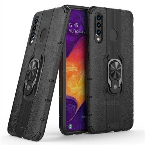 Alita Battle Angel Armor Metal Ring Grip Shockproof Dual Layer Rugged Hard Cover for Samsung Galaxy A30 - Black