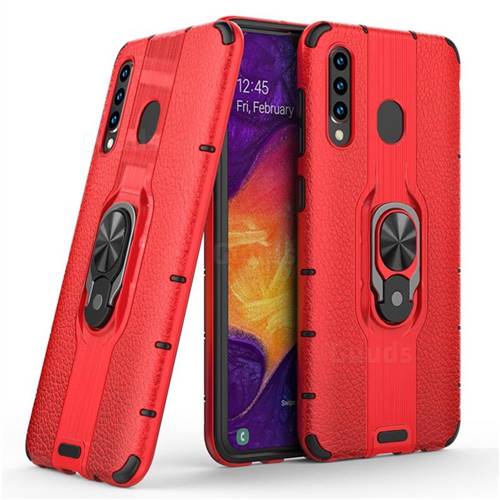 Alita Battle Angel Armor Metal Ring Grip Shockproof Dual Layer Rugged Hard Cover for Samsung Galaxy A30 - Red