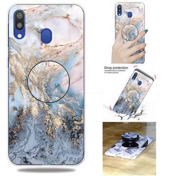 Golden Gray Marble Pop Stand Holder Varnish Phone Cover for Samsung Galaxy A30