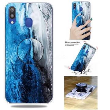 Dark Blue Marble Pop Stand Holder Varnish Phone Cover for Samsung Galaxy A30