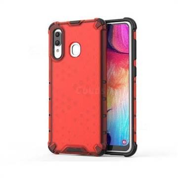 Honeycomb TPU + PC Hybrid Armor Shockproof Case Cover for Samsung Galaxy A30 - Red