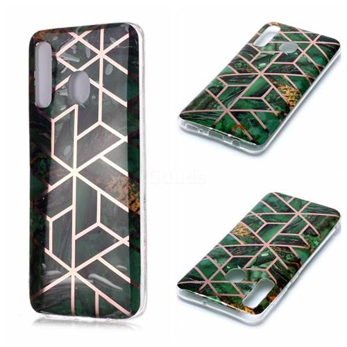 Green Rhombus Galvanized Rose Gold Marble Phone Back Cover for Samsung Galaxy A30