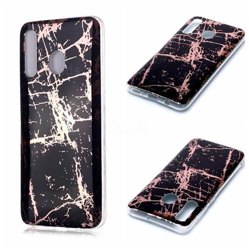 Black Galvanized Rose Gold Marble Phone Back Cover for Samsung Galaxy A30