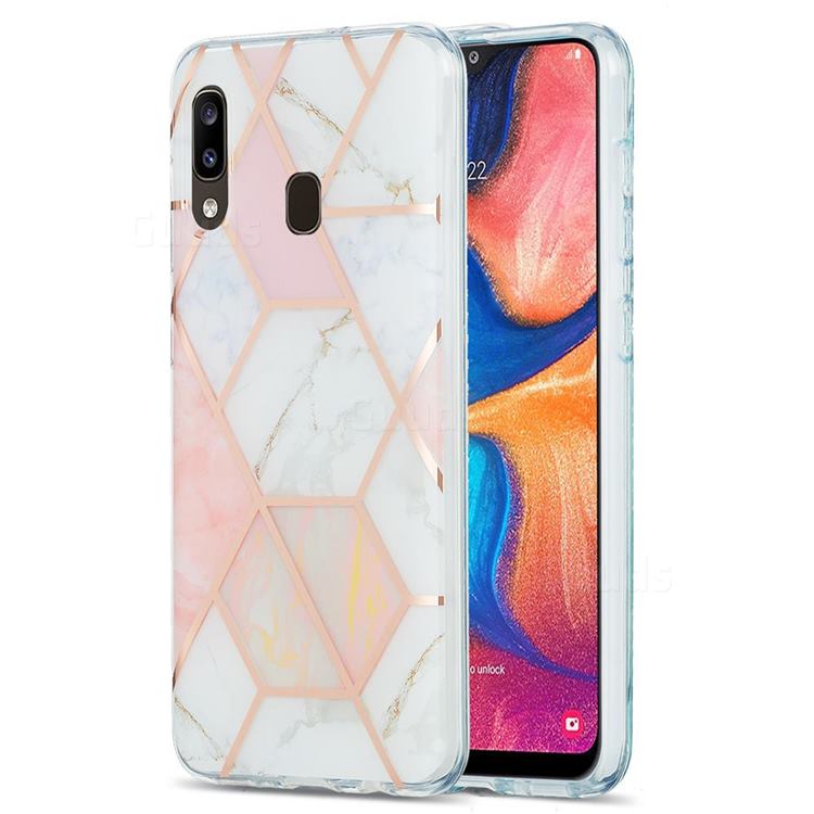 Pink White Marble Pattern Galvanized Electroplating Protective Case Cover for Samsung Galaxy A30