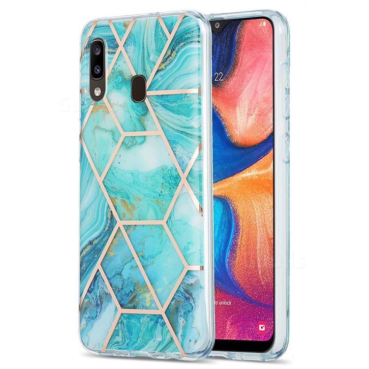 Blue Sea Marble Pattern Galvanized Electroplating Protective Case Cover for Samsung Galaxy A30