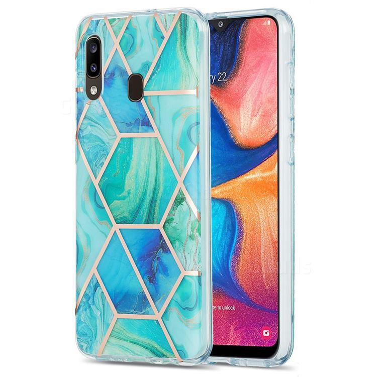 Green Glacier Marble Pattern Galvanized Electroplating Protective Case Cover for Samsung Galaxy A30