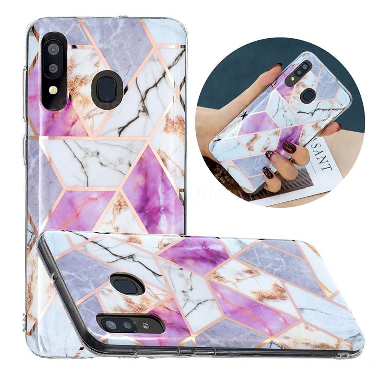 Purple and White Painted Marble Electroplating Protective Case for Samsung Galaxy A30