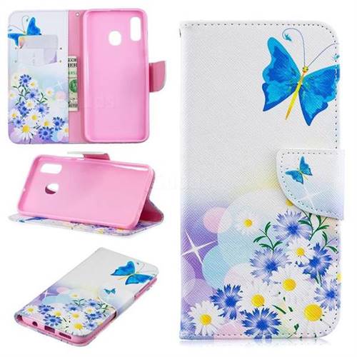 Butterflies Flowers Leather Wallet Case for Samsung Galaxy A30