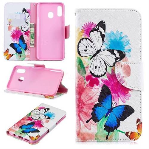 Vivid Flying Butterflies Leather Wallet Case for Samsung Galaxy A30