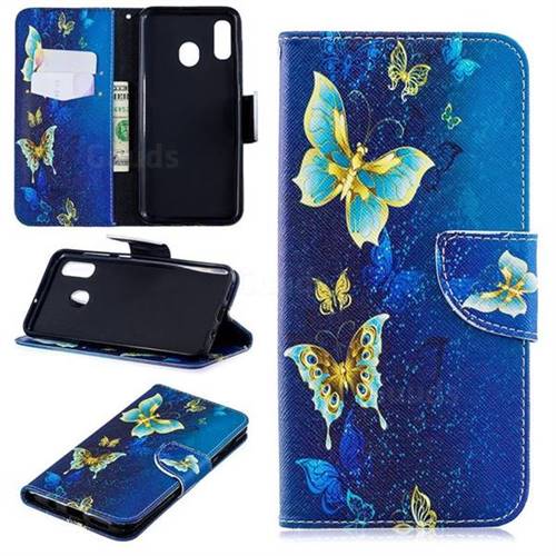 Golden Butterflies Leather Wallet Case for Samsung Galaxy A30