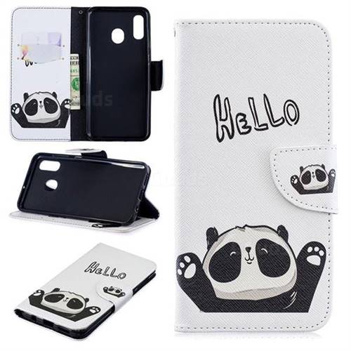 Hello Panda Leather Wallet Case for Samsung Galaxy A30