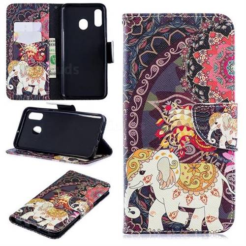 Totem Flower Elephant Leather Wallet Case for Samsung Galaxy A30
