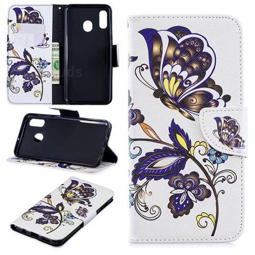 Butterflies and Flowers Leather Wallet Case for Samsung Galaxy A30