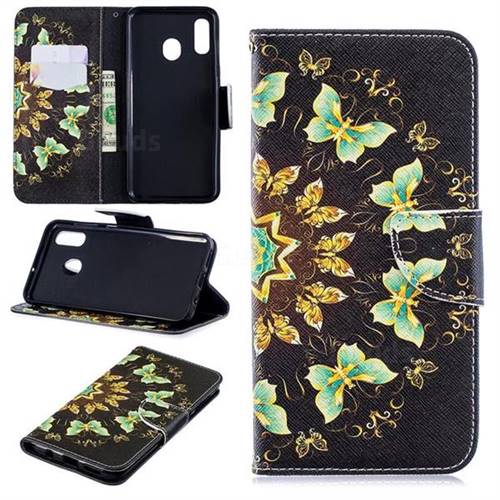 Circle Butterflies Leather Wallet Case for Samsung Galaxy A30