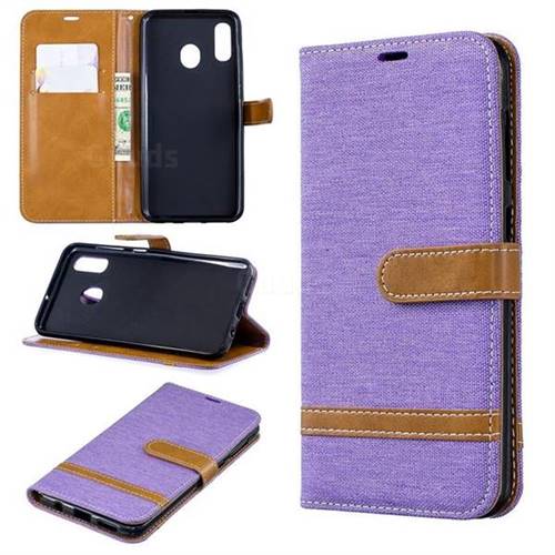 Jeans Cowboy Denim Leather Wallet Case for Samsung Galaxy A30 - Purple