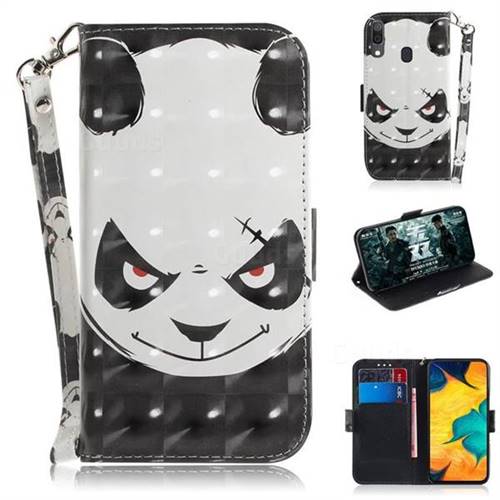Angry Bear 3D Painted Leather Wallet Phone Case for Samsung Galaxy A30