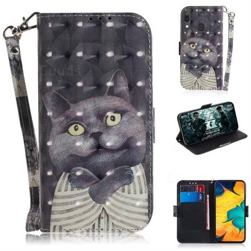 Cat Embrace 3D Painted Leather Wallet Phone Case for Samsung Galaxy A30