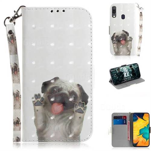 Pug Dog 3D Painted Leather Wallet Phone Case for Samsung Galaxy A30