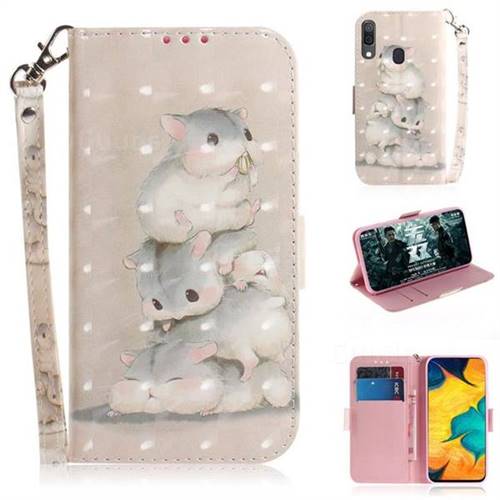 Three Squirrels 3D Painted Leather Wallet Phone Case for Samsung Galaxy A30