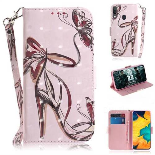 Butterfly High Heels 3D Painted Leather Wallet Phone Case for Samsung Galaxy A30