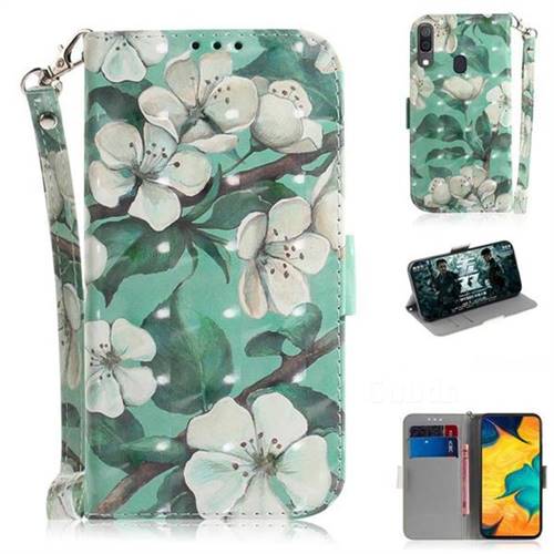 Watercolor Flower 3D Painted Leather Wallet Phone Case for Samsung Galaxy A30