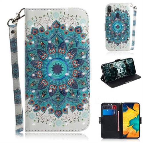 Peacock Mandala 3D Painted Leather Wallet Phone Case for Samsung Galaxy A30