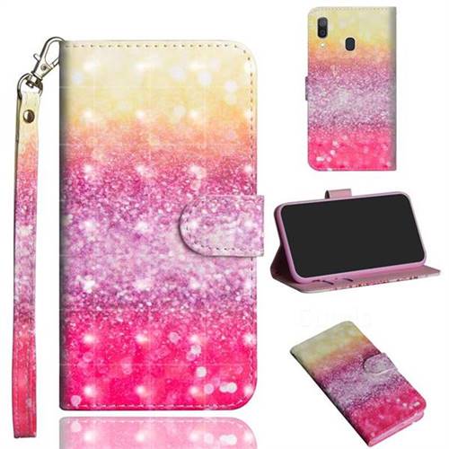 Gradient Rainbow 3D Painted Leather Wallet Case for Samsung Galaxy A30