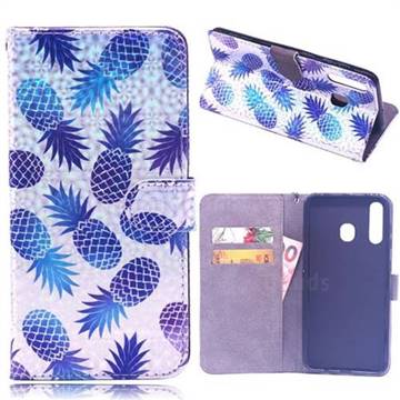 Pineapple Laser Light PU Leather Wallet Case for Samsung Galaxy A30