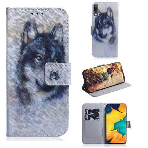 Snow Wolf PU Leather Wallet Case for Samsung Galaxy A30