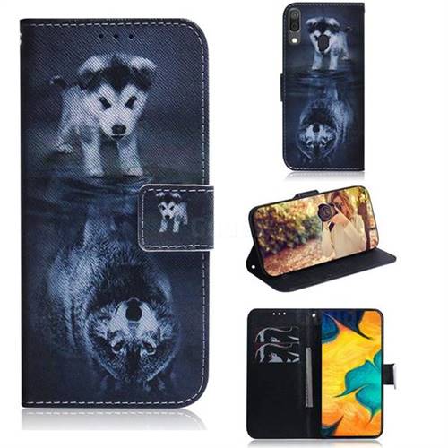 Wolf and Dog PU Leather Wallet Case for Samsung Galaxy A30