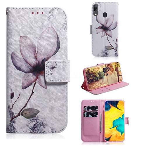 Magnolia Flower PU Leather Wallet Case for Samsung Galaxy A30