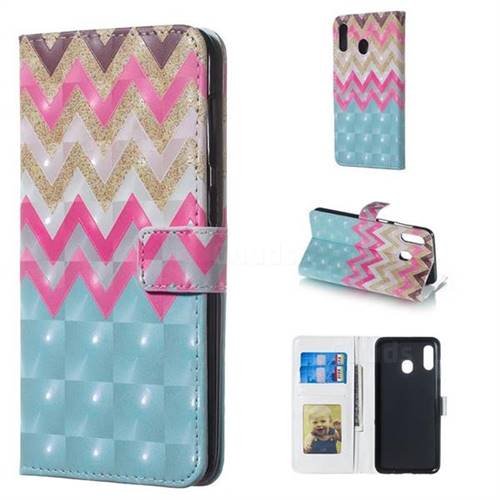Color Wave 3D Painted Leather Phone Wallet Case for Samsung Galaxy A30