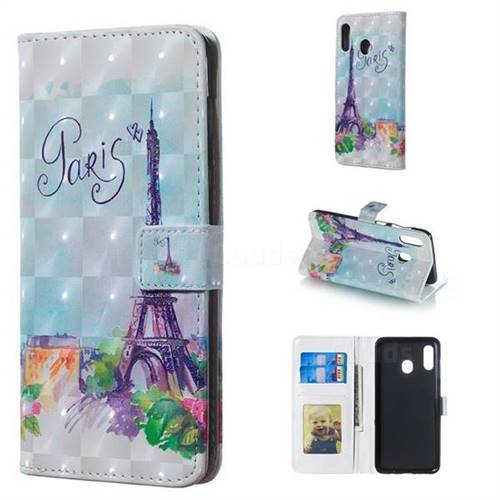 Paris Tower 3D Painted Leather Phone Wallet Case for Samsung Galaxy A30