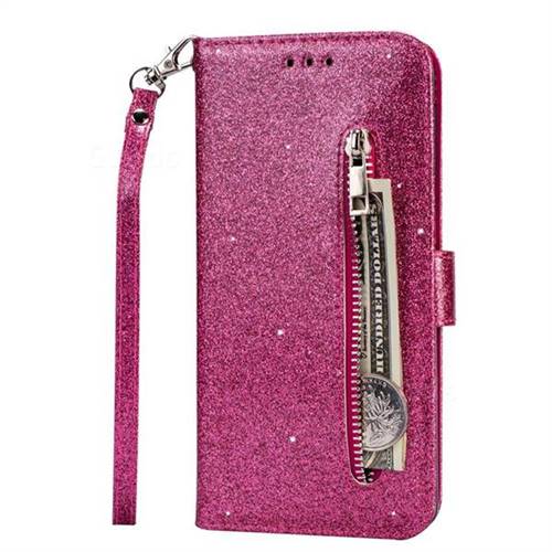 Glitter Shine Leather Zipper Wallet Phone Case for Samsung Galaxy A30 ...