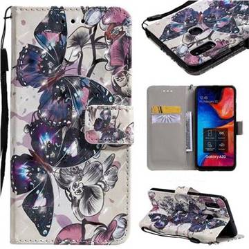 Black Butterfly 3D Painted Leather Wallet Case for Samsung Galaxy A30